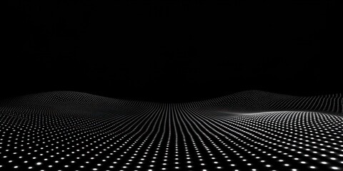 Aufkleber - Abstract Wavy Surface of White Lights on Black Background