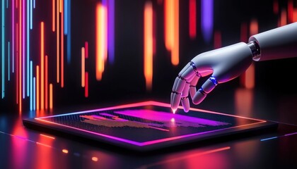 Poster - Robotic Hand Interacting with Neon-Lit Interface