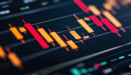 Aufkleber - Close-up of a Financial Stock Market Chart Displaying Candlestick Patterns