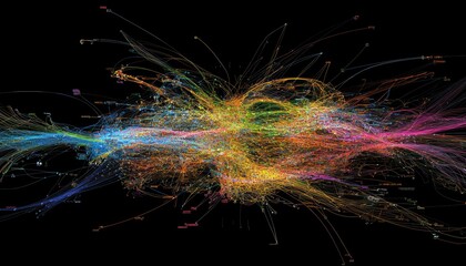 Aufkleber - Abstract Intertwined Lines of Color on a Black Background