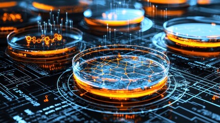 Aufkleber - A Closeup View of Futuristic Circular Glowing Interfaces