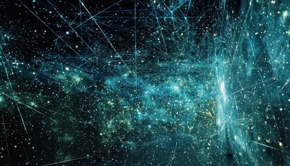 Poster - Abstract cosmic web with glowing blue lines and stars