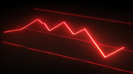 Leinwandbilder - Red Neon Line Graph on a Black Grid Background