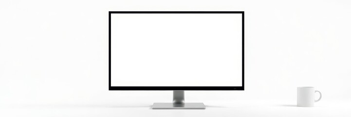 Wall Mural - Laptop mockup with clear screen on white background, technology, display, digital