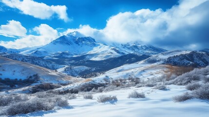 Wall Mural - Montañas nevadas, paisaje invernal