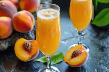 Wall Mural - Sweet Peach Bellini Mimosa with Champagne