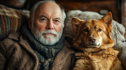 Poster - Senior Man and Dog