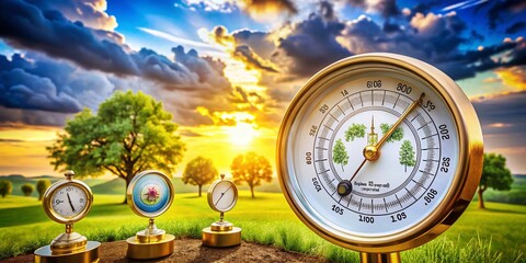 candid photography of weather symbols and a barometer capturing atmospheric changes in nature with d