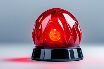 Aufkleber - A classic-style red emergency light, featuring a smooth dome shape and a powerful spinning red beam. The image is isolated on a white background with subtle light flares, making it ideal for