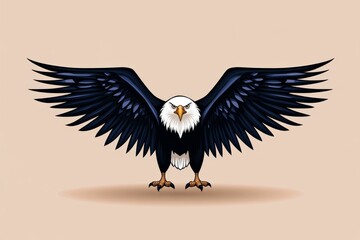 Aufkleber - A clean and abstract design of an American eagle, with its wings forming a simple 