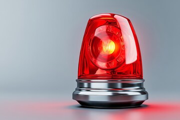 Aufkleber - A classic-style red emergency light, featuring a smooth dome shape and a powerful spinning red beam. The image is isolated on a white background with subtle light flares, making it ideal for