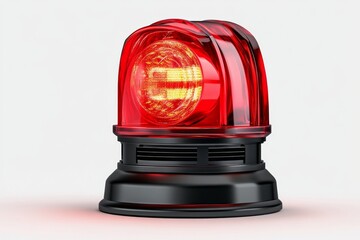 Aufkleber - A detailed 3D rendering of a red emergency beacon light, with visible reflections and a bright radiating glow. The light is isolated on a white background, creating a dramatic effect of realism,