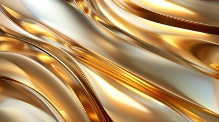 Wall Mural - a 3d illustration of a smooth, flowing, golden surface, creating an abstract and luxurious design.