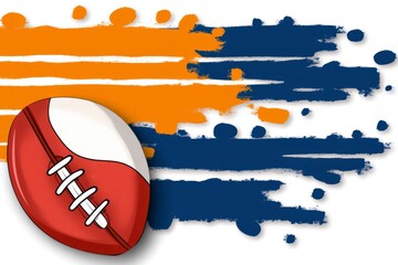 Aufkleber - Football American flat 2D design of a field and ball, with simple bold shapes and vibrant team colors