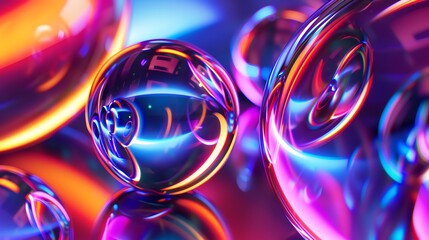Canvas Print - an abstract background of colorful glowing spheres.