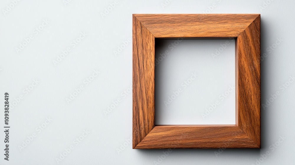 Classic wooden window frame in a rich, polished wood texture, centered ...
