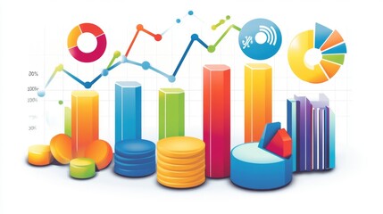 Leinwandbilder - Colorful Charts and Graphs Representing Data Visualization Techniques in Business Analytics for Effective Decision Making and Trend Analysis