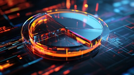 Aufkleber - Futuristic Data Visualization with Pie Chart in Vibrant Colors and Digital Background for Business and Technology Concepts