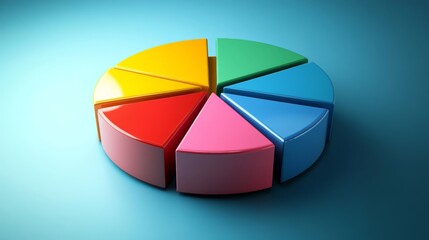 Aufkleber - Colorful Pie Chart Illustration on Aqua Background Representing Data Visualization, Analysis, and Business Growth Concepts for Creative Projects and Presentations