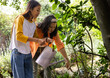 © Wavebreak Media - Grandmother and asian female teenager watering plants together in lush garden, enjoying nature