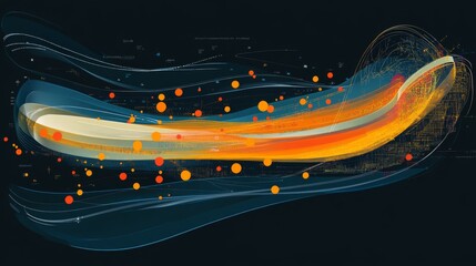 Poster - Abstract Waves of Colorful Energy with Dynamic Patterns and Shapes on Dark Background, Representing Motion, Technology, and Innovation in Modern Design