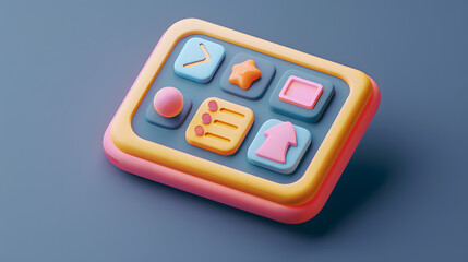 Wall Mural - Back icon interface isometric Cartoon 3D