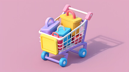 Wall Mural - Cart Icon interface isometric Cartoon 3D