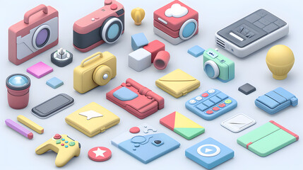 Wall Mural - Profile icon interface isometric Cartoon 3D