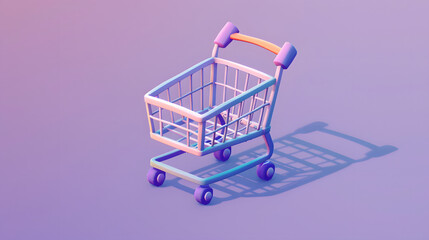 Wall Mural - Shopping Cart icon interface isometric Cartoon 3D