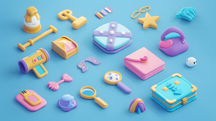Wall Mural - User icon interface isometric Cartoon 3D