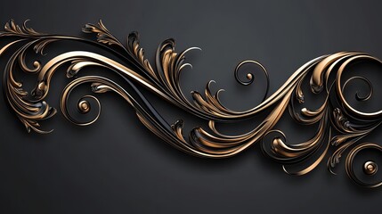 Wall Mural - Golden and Black Abstract Swirling Ornament