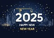 © Mariya - Happy New Year 2025 with Construction Crane Building Icon Celebration Holiday Graphic