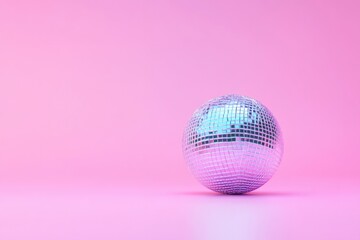 shiny disco ball on a pink background for festive occasions