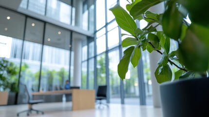 Canvas Print - modern office interior with greenery and natural light