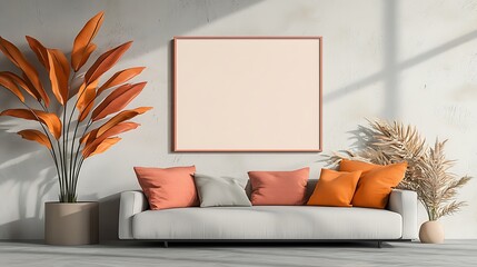 Wall Mural - Modern living room design cozy space interior decor minimalist environment bright viewpoint