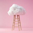 © vinod - creative concept of a ladder reaching a fluffy cloud on a pastel background