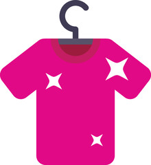 Canvas Print - Pink t shirt is hanging on a hanger with sparkles, representing a clean and fresh garment