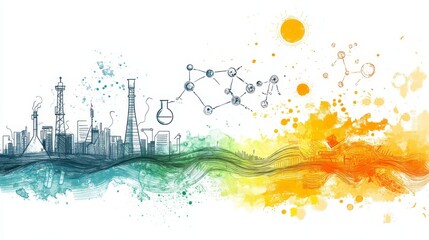 A simple graphic depicting the impact of science on the social and economic environment.