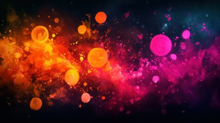 Wall Mural - an explosion of fiery colors beginning with bright orange and fading into vivid pinks, set against a