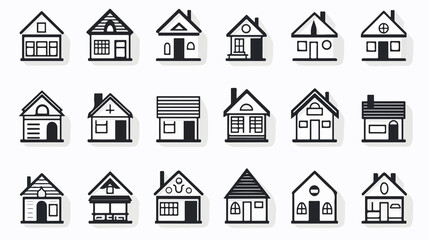 Wall Mural - Modern Set of Black Web Home Icon Symbols for Website Design. Vector Illustration for Web Development and UI Elements