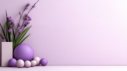 Poster - clean modern design with purple decor and floral elements