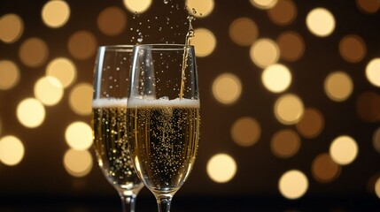 Wall Mural - glass of champagne on a black background