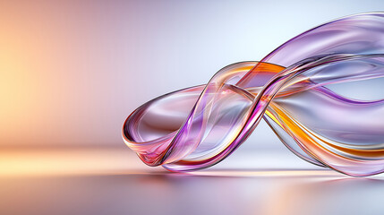 Poster - Fluid abstract composition with curving lines in vibrant colors