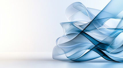 Poster - Fluid abstract design featuring soft flowing curves and blue tones