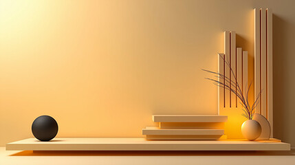 Poster - minimalist display with pale yellow background and geometric shapes