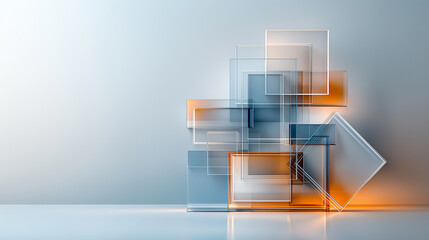 Leinwandbilder - Abstract geometric design with intersecting transparent shapes and colors