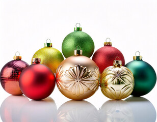 Wall Mural - A festive collection of colorful Christmas ornaments, ready to decorate a tree