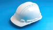 © Sunroft - A white hard hat sits on a bright blue background.