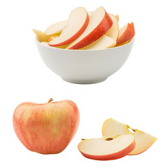 Wall Mural - sliced red apple on transparent transparent, clipping path, png, 