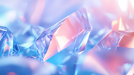 Wall Mural - Abstract colorful blue crystal shapes. fantasy light background. digital fractal art. 3d rendering. Wondrous Crystal Maze. Illustration